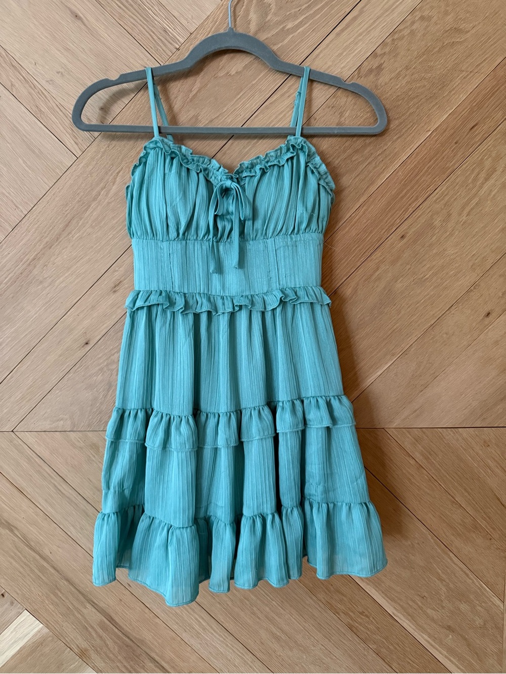wild fable Teal Strapless Tiered Ruffle Sundress